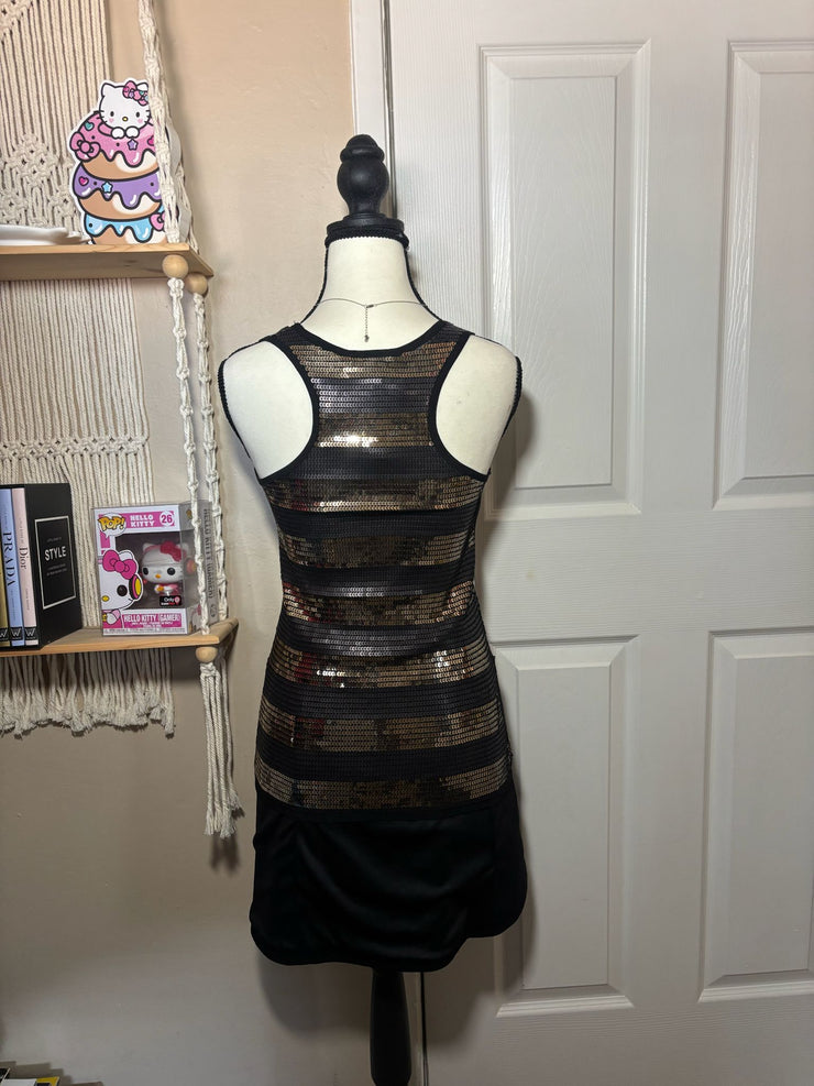 Forever 21 Sequin Striped Top – Vintage Black & Gold