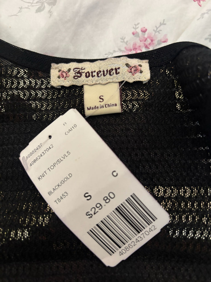 Forever 21 Sequin Striped Top – Vintage Black & Gold