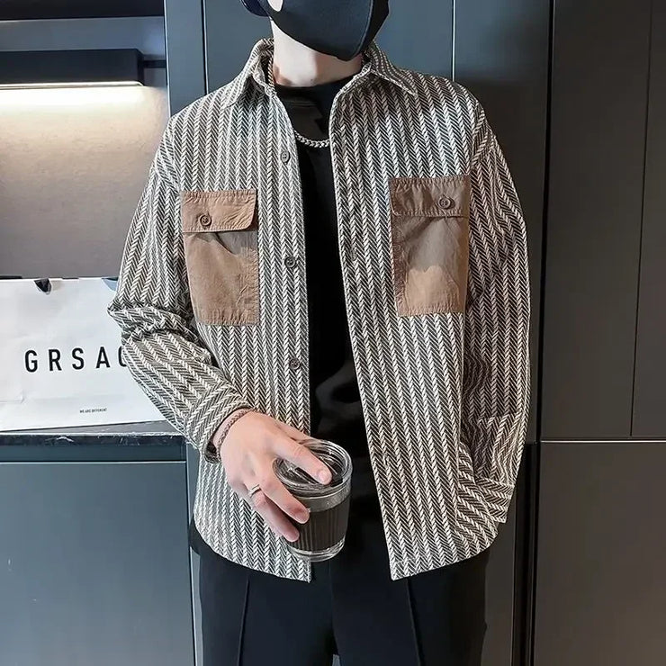 Men’s Printed Jacket – Trendy Korean Style Casual Coat