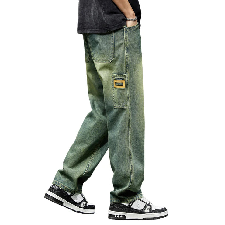 Men’s Baggy Jeans – Retro Wide-Leg Straight Denim Pants