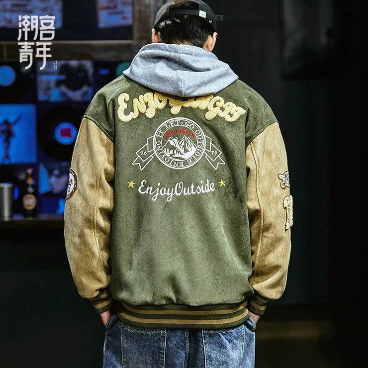 Men’s Embroidered Baseball Jacket – High Street Bomber Coat