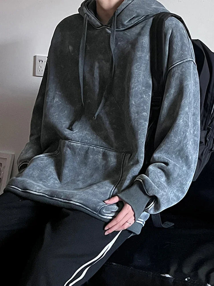 2024 Oversized Hoodie – Thick Cotton Washed Streetwear Sweatshirt