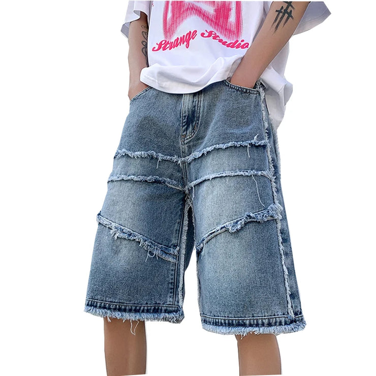 Men’s Wide-Leg Denim Shorts – High Street Baggy Summer Jeans