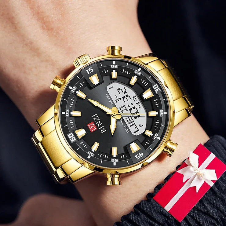 Luxury Gold Men’s Wristwatch – Big Dial, Bold Style