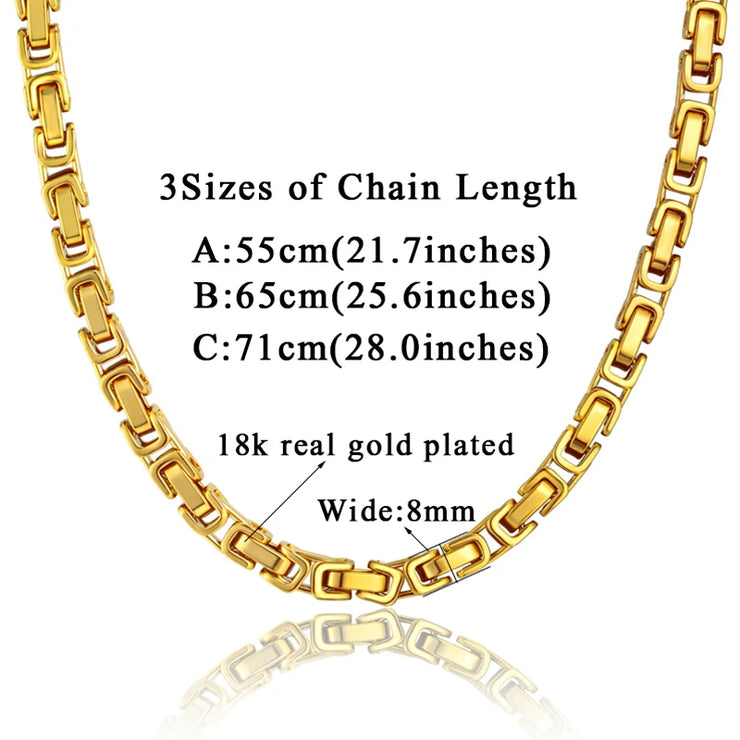 Men’s 8MM Byzantine Chain – Gold & Silver Heavy Link Necklace