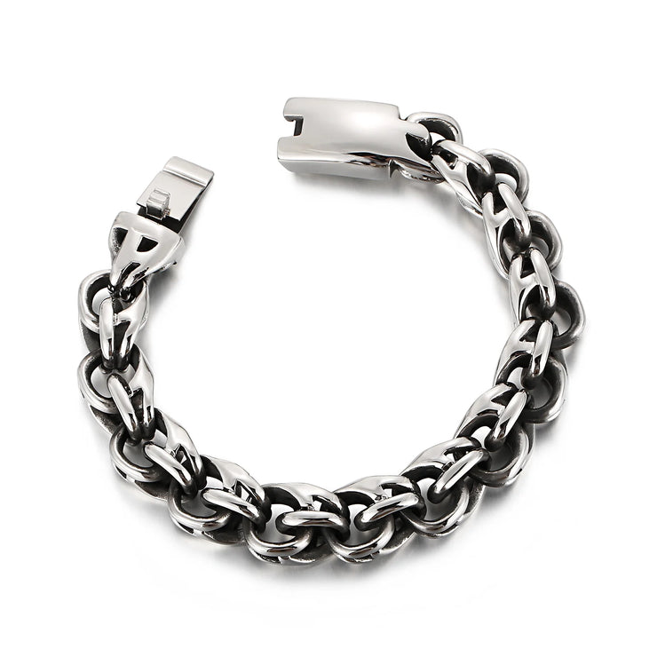 Men’s Twisted Link Bracelet – 9" Stainless Steel Biker Style