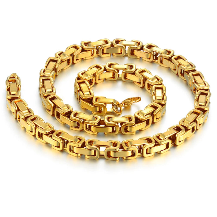 Men’s 8MM Byzantine Chain – Gold & Silver Heavy Link Necklace