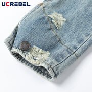 Men’s Ripped Denim Jacket – Retro Distressed High Street Outerwear