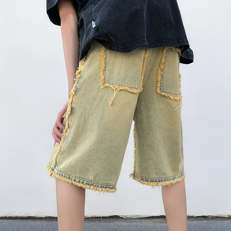 Men’s Wide-Leg Denim Shorts – High Street Baggy Summer Jeans