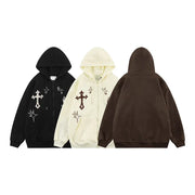 Men’s Embroidered Zip-Up Hoodie – Retro Harajuku Streetwear