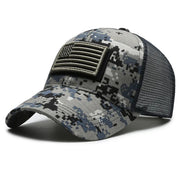 Men’s Camo Baseball Cap – American Flag, Adjustable