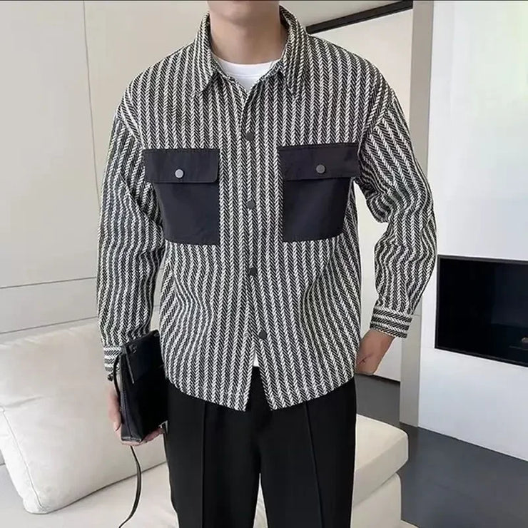 Men’s Printed Jacket – Trendy Korean Style Casual Coat