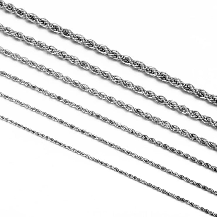 925 Sterling Silver Rope Chain – 2MM/3MM/4MM Necklace or Bracelet