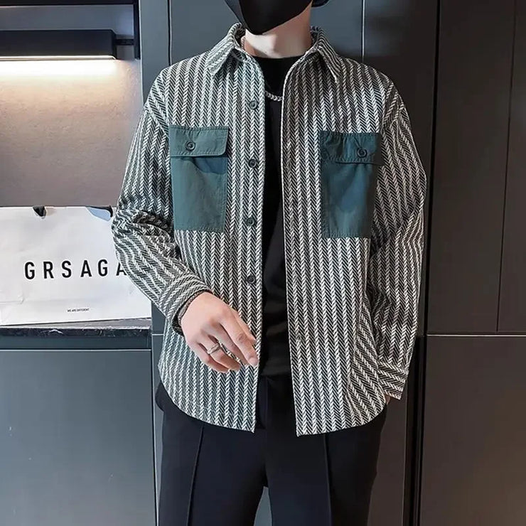 Men’s Printed Jacket – Trendy Korean Style Casual Coat
