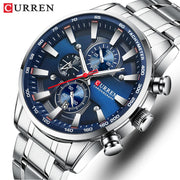 CURREN Luxury Men’s Quartz Watch – Sporty, waterproof, and stylish with chronograph & date display.