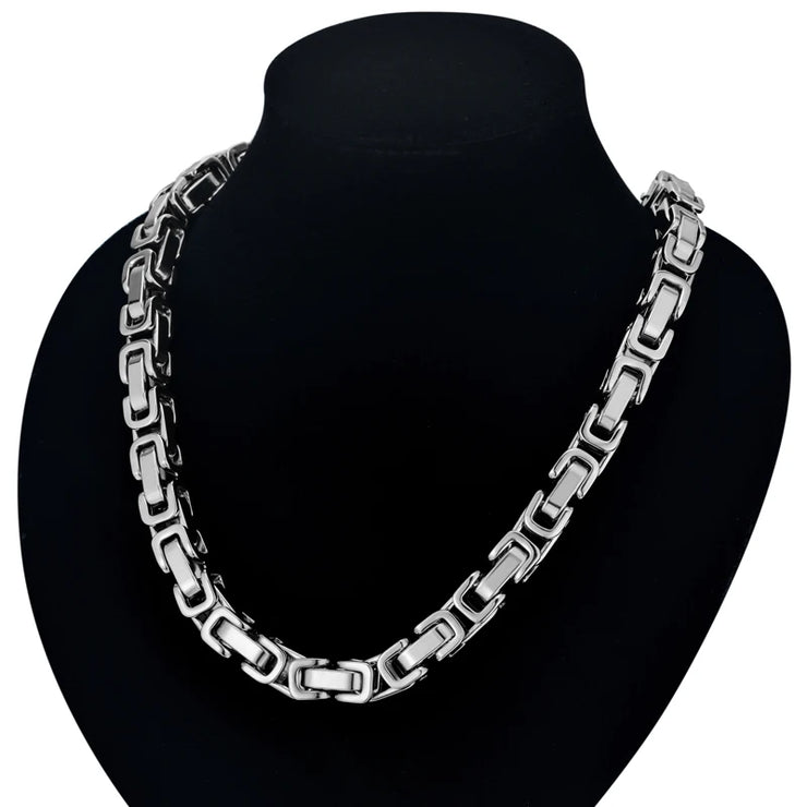 Men’s 8MM Byzantine Chain – Gold & Silver Heavy Link Necklace