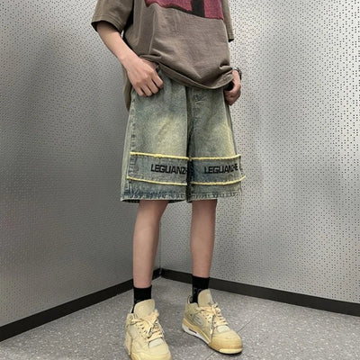 Men’s Graphic Denim Shorts – Vintage Designer Jorts XL