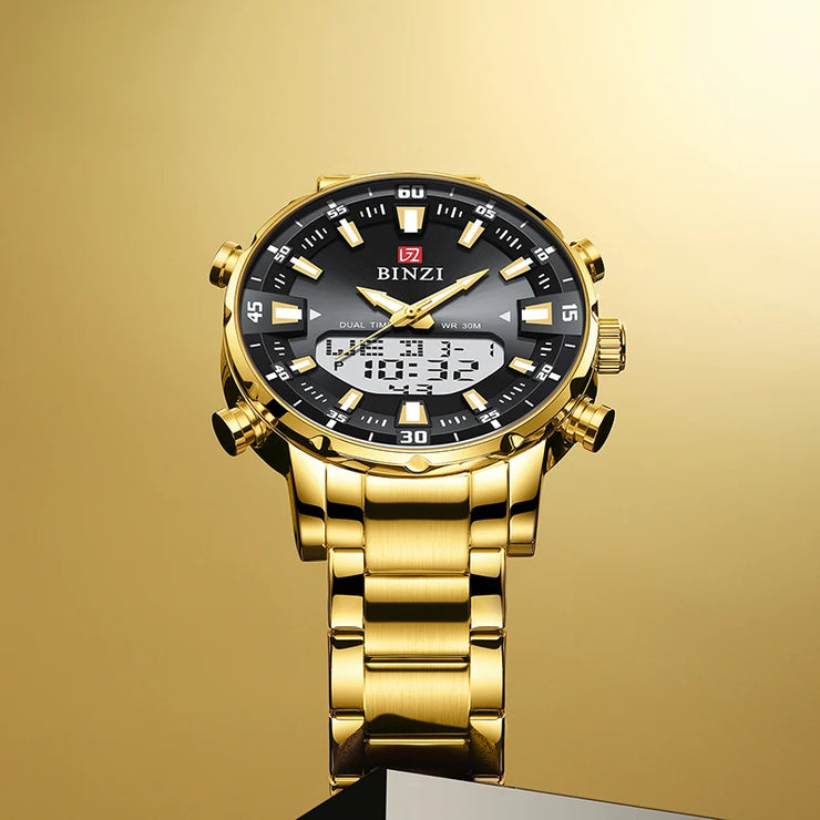 Luxury Gold Men’s Wristwatch – Big Dial, Bold Style