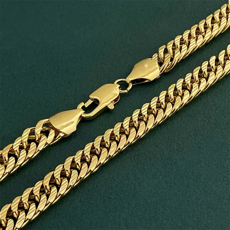 Men’s 10MM 24K Gold Chain – Carved Gear Design, 60CM