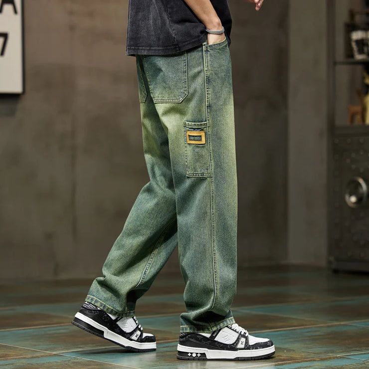 Men’s Baggy Jeans – Retro Wide-Leg Straight Denim Pants