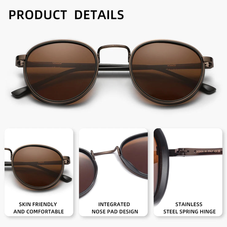 Retro Round Polarized Sunglasses – UV400 Unisex Driving Glasses