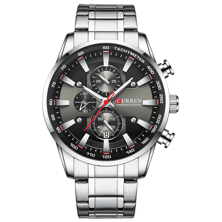 CURREN Luxury Men’s Quartz Watch – Sporty, waterproof, and stylish with chronograph & date display.