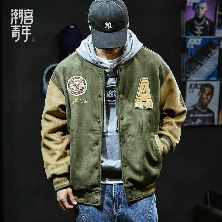 Men’s Embroidered Baseball Jacket – High Street Bomber Coat