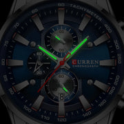CURREN Luxury Men’s Quartz Watch – Sporty, waterproof, and stylish with chronograph & date display.