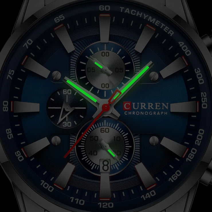 CURREN Luxury Men’s Quartz Watch – Sporty, waterproof, and stylish with chronograph & date display.