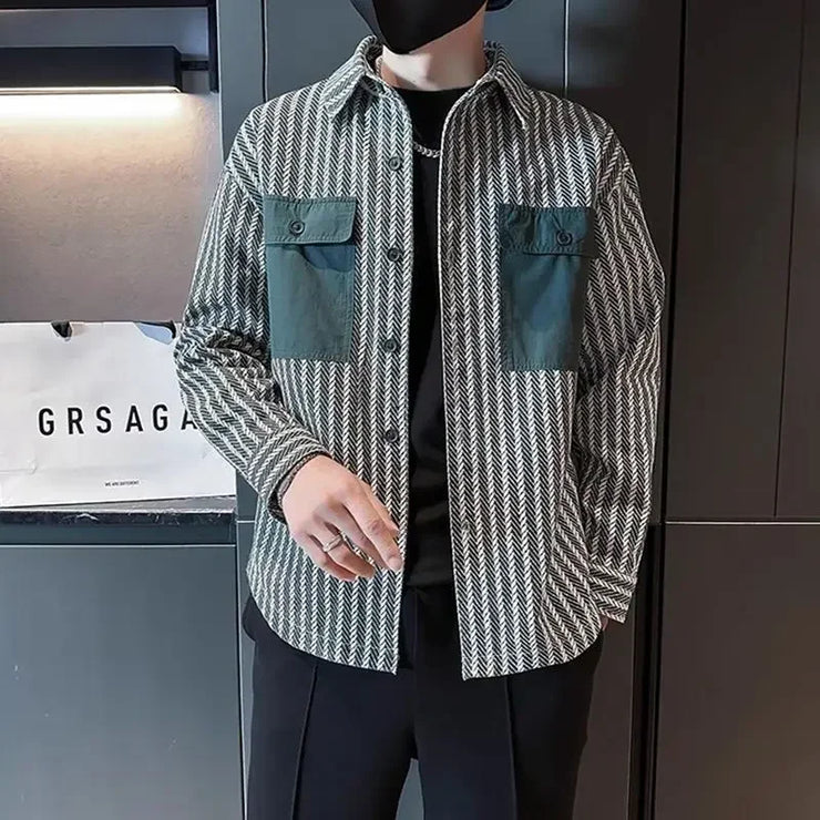 Men’s Printed Jacket – Trendy Korean Style Casual Coat