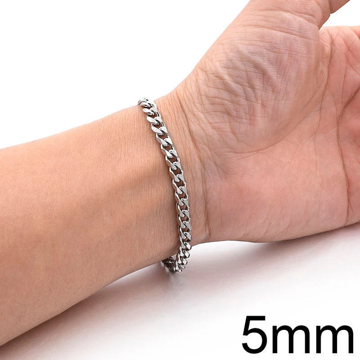 Unisex Cuban Chain Bracelet – Stainless Steel, 3–9MM