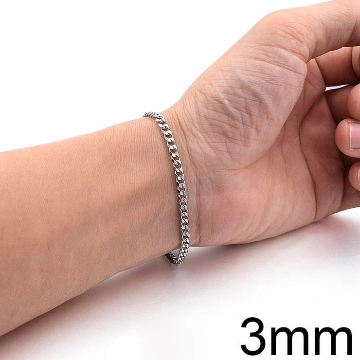 Unisex Cuban Chain Bracelet – Stainless Steel, 3–9MM