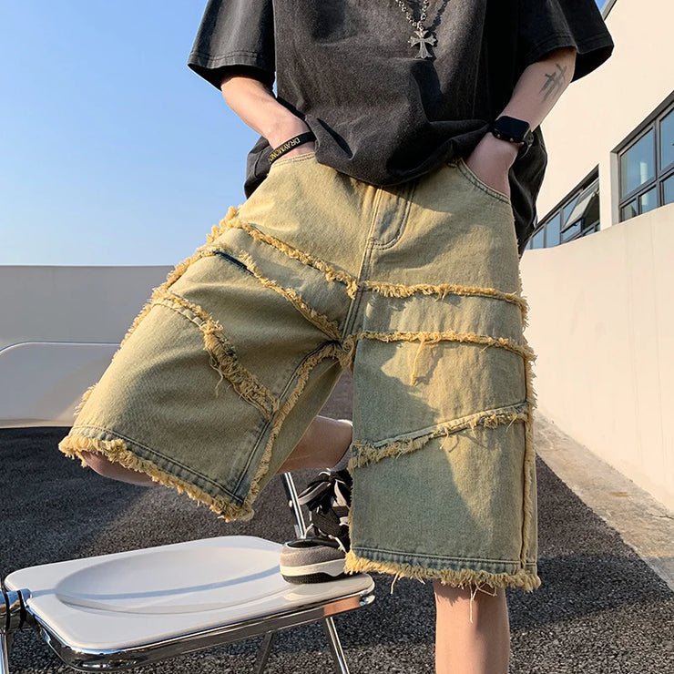 Men’s Wide-Leg Denim Shorts – High Street Baggy Summer Jeans