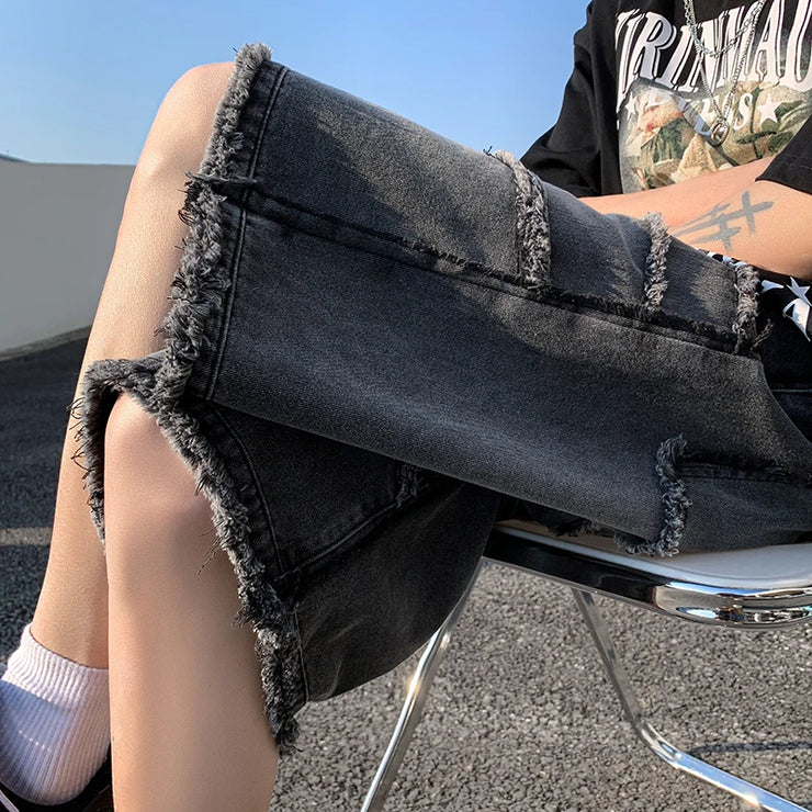 Men’s Wide-Leg Denim Shorts – High Street Baggy Summer Jeans