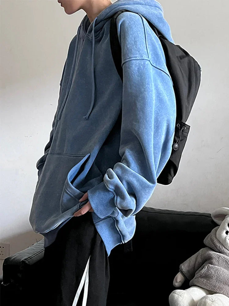 2024 Oversized Hoodie – Thick Cotton Washed Streetwear Sweatshirt