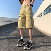 Men’s Wide-Leg Denim Shorts – High Street Baggy Summer Jeans