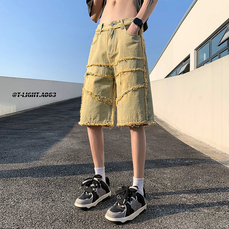 Men’s Wide-Leg Denim Shorts – High Street Baggy Summer Jeans