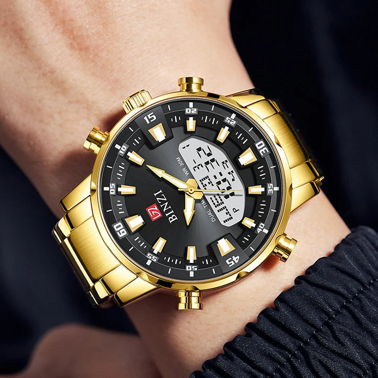 Luxury Gold Men’s Wristwatch – Big Dial, Bold Style