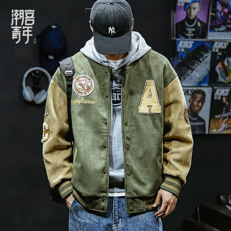 Men’s Embroidered Baseball Jacket – High Street Bomber Coat