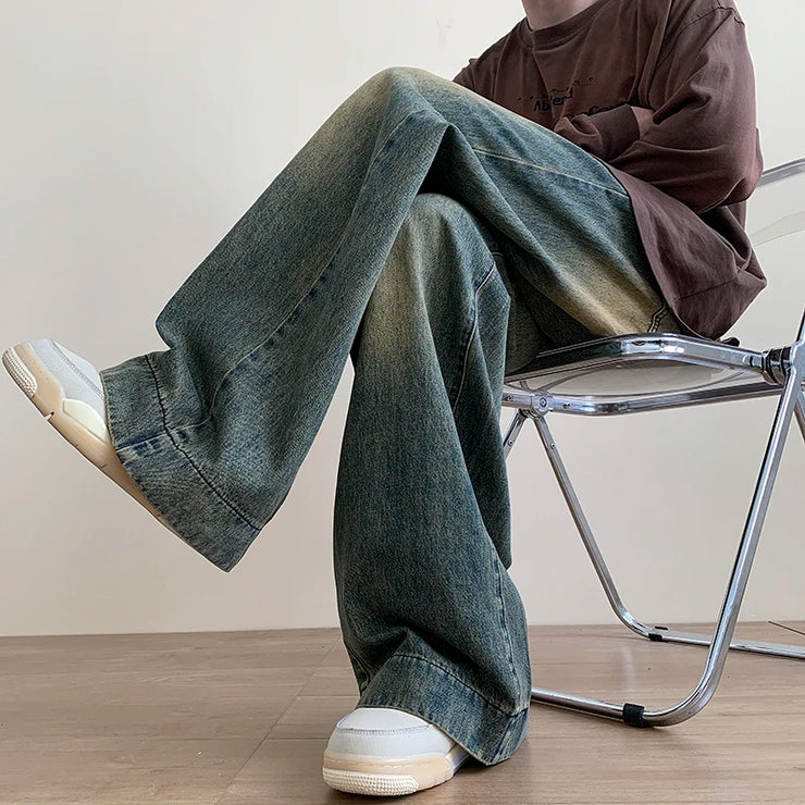 Men’s Baggy Distressed Jeans – Vintage Wide-Leg Streetwear Pants