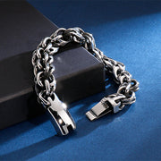 Men’s Twisted Link Bracelet – 9" Stainless Steel Biker Style