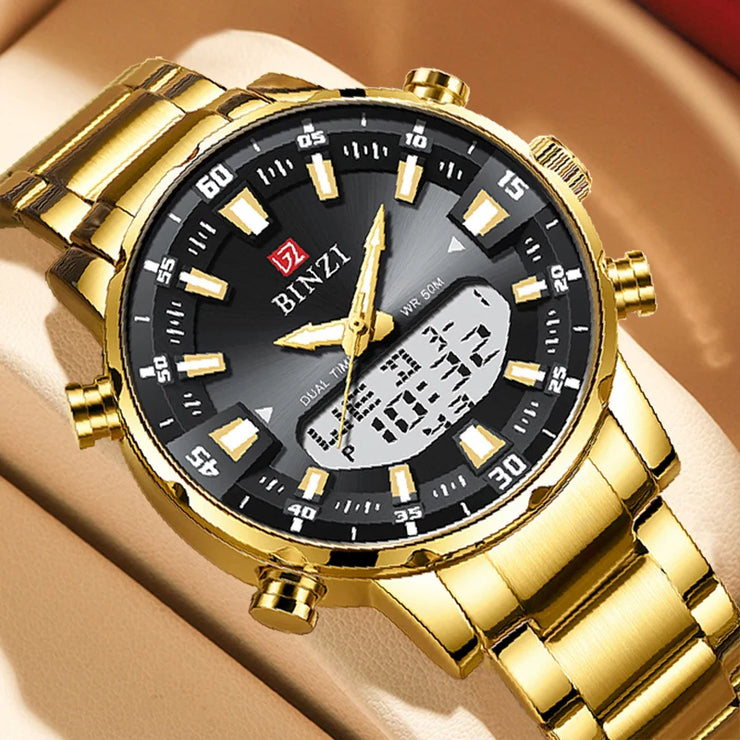 Luxury Gold Men’s Wristwatch – Big Dial, Bold Style