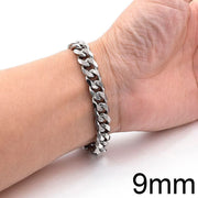 Unisex Cuban Chain Bracelet – Stainless Steel, 3–9MM