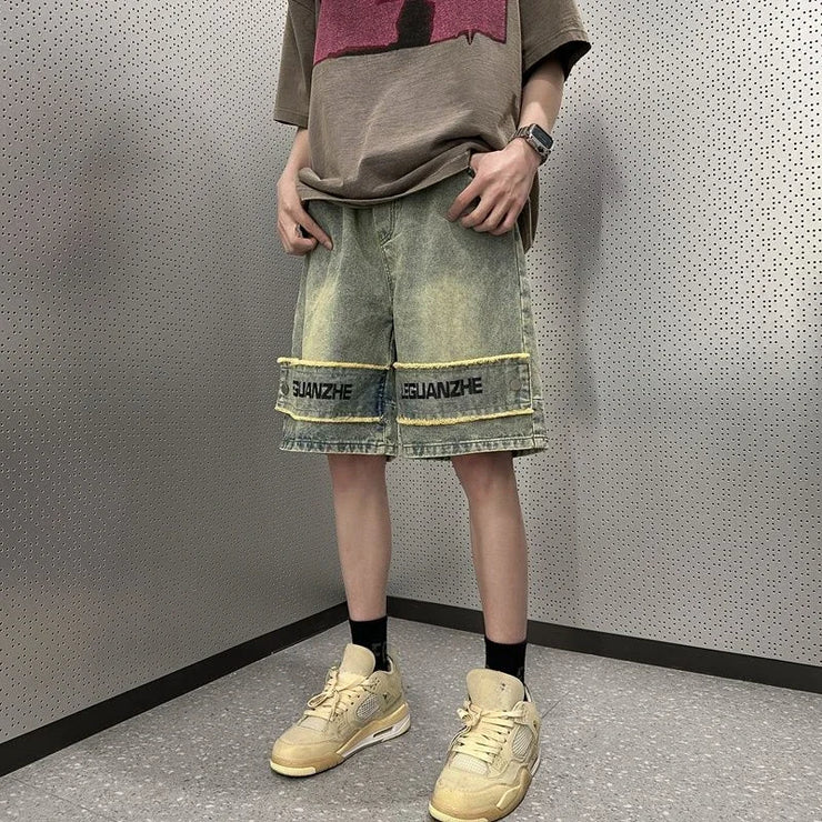 Men’s Graphic Denim Shorts – Vintage Designer Jorts XL