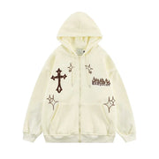 Men’s Embroidered Zip-Up Hoodie – Retro Harajuku Streetwear