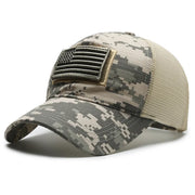 Men’s Camo Baseball Cap – American Flag, Adjustable