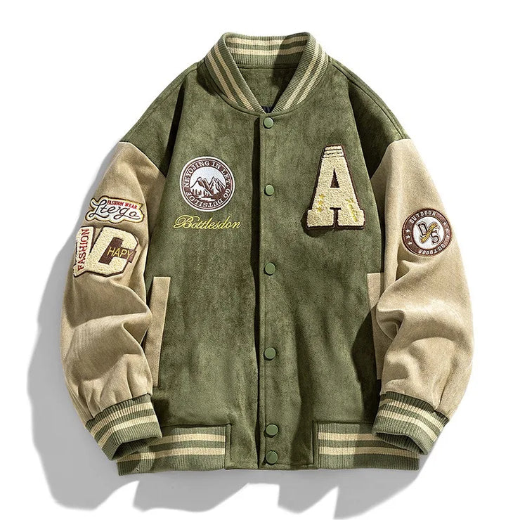 Men’s Embroidered Baseball Jacket – High Street Bomber Coat