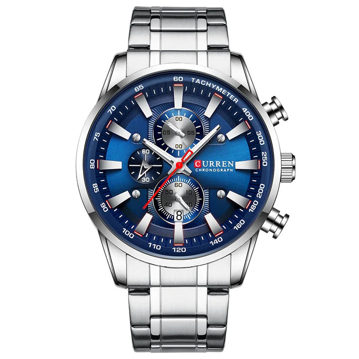 CURREN Luxury Men’s Quartz Watch – Sporty, waterproof, and stylish with chronograph & date display.