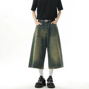 Men’s Baggy Denim Jorts – Y2K Wide-Leg Streetwear Shorts