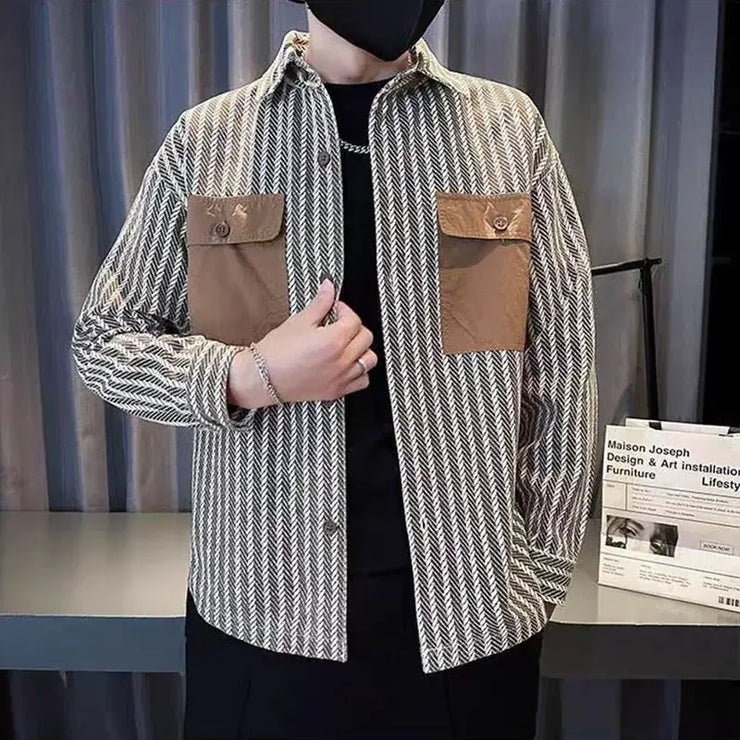 Men’s Printed Jacket – Trendy Korean Style Casual Coat